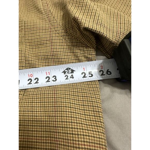 Tommy Hilfiger Men’s Shirt Sz L Tan Plaid Front Pockets Long Sleeve Button Down - Picture 11 of 15